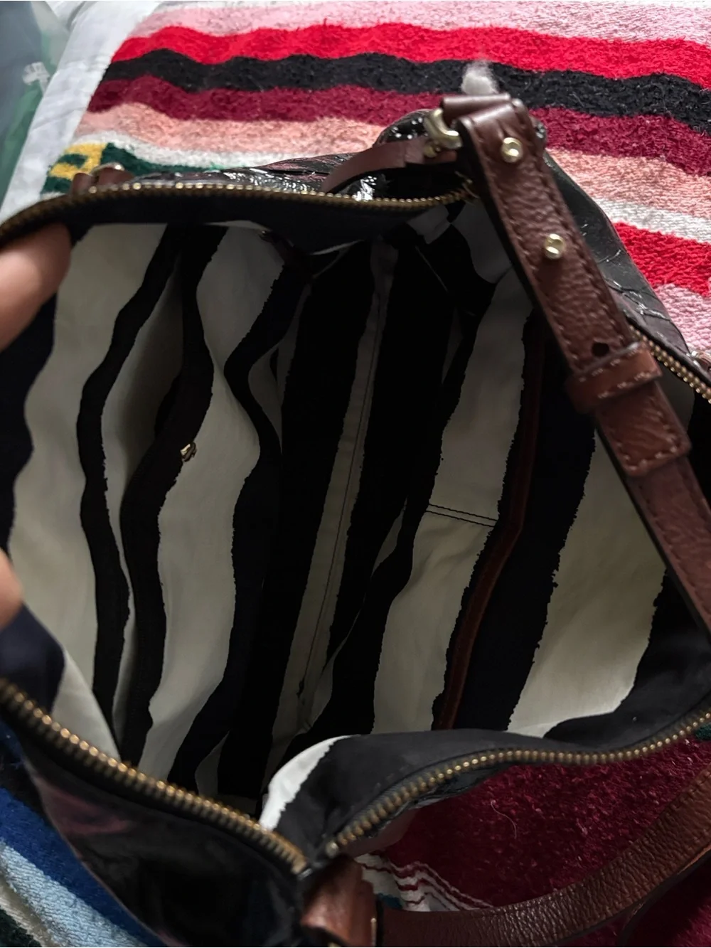 Vintage Kate Spade black patent leather satchel handbag